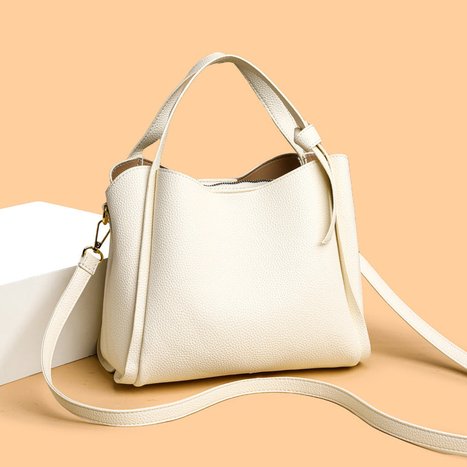 STOCK-Soft Leather Bucket Shoulder Bag – Elegant Women’s