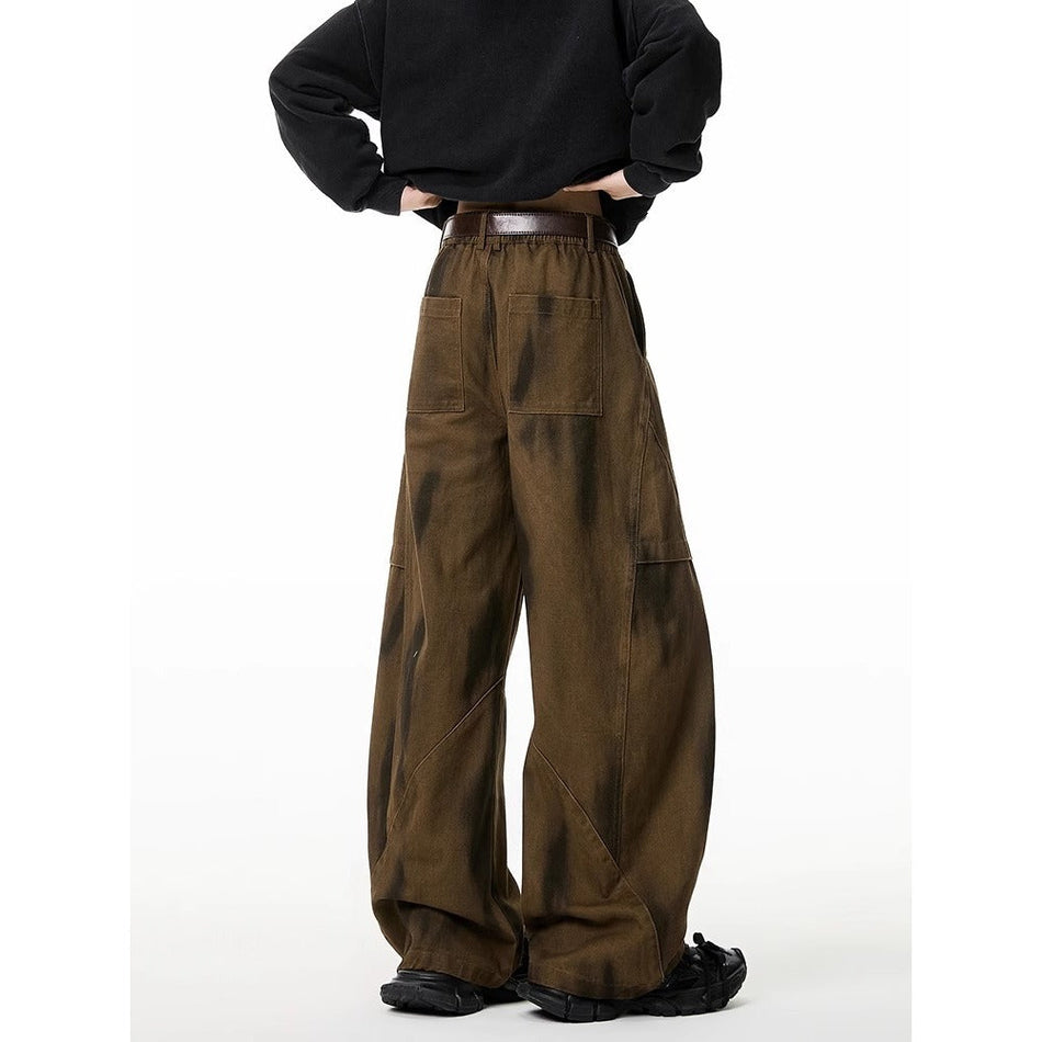 American Dirty Dyed Cargo Pants Men’s Wide Leg Jeans
