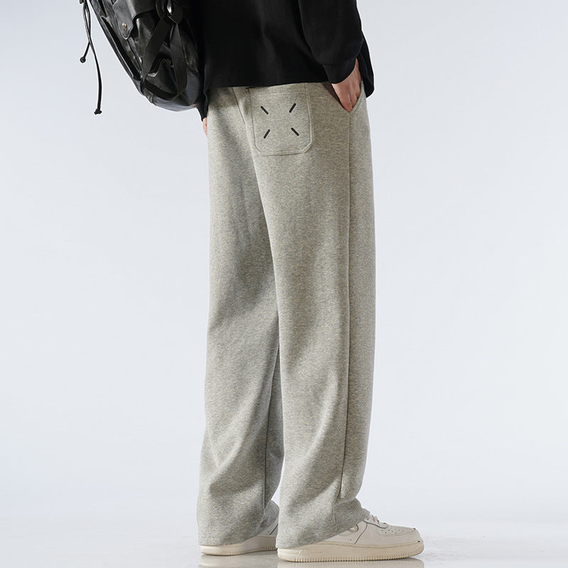 STOCK-Men’s Fleece-Lined Sweatpants – Autumn & Winter Wide-Leg