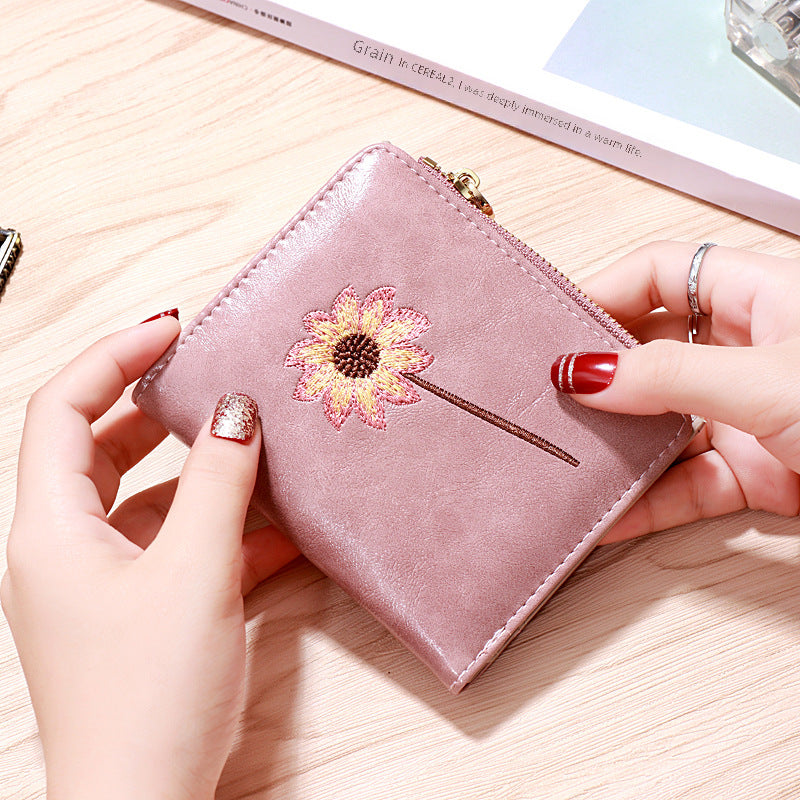 Korean Zipper Buckle Wallet – Short & Stylish for Girls