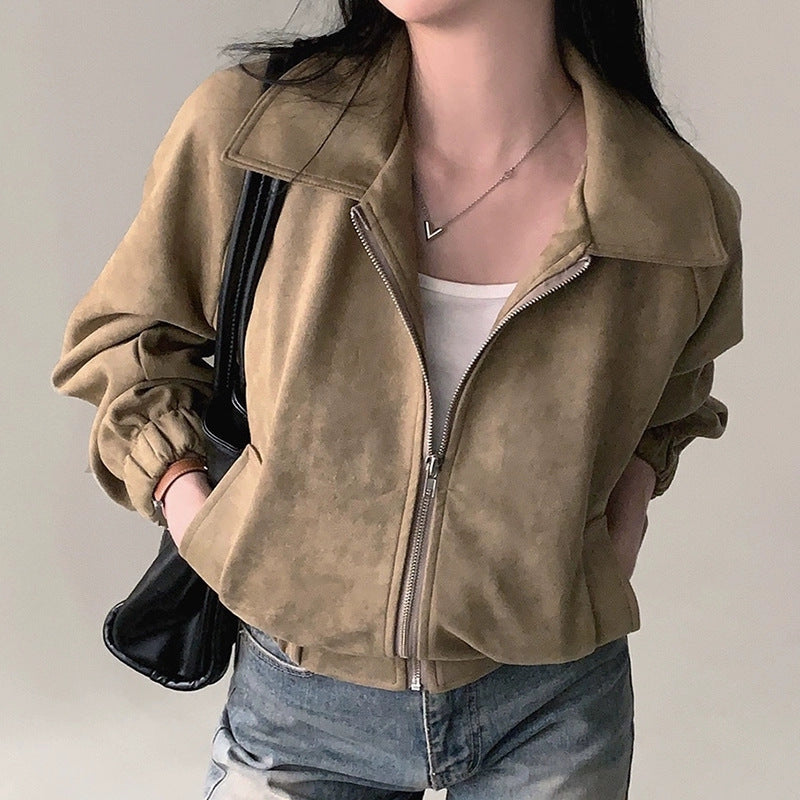 Korean Retro Suede Short Jacket