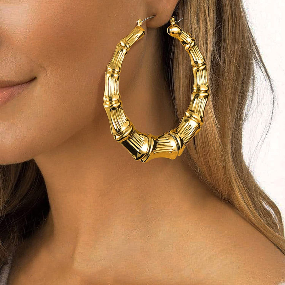 Bamboo Metal Texture Earrings – Unique & Stylish Design