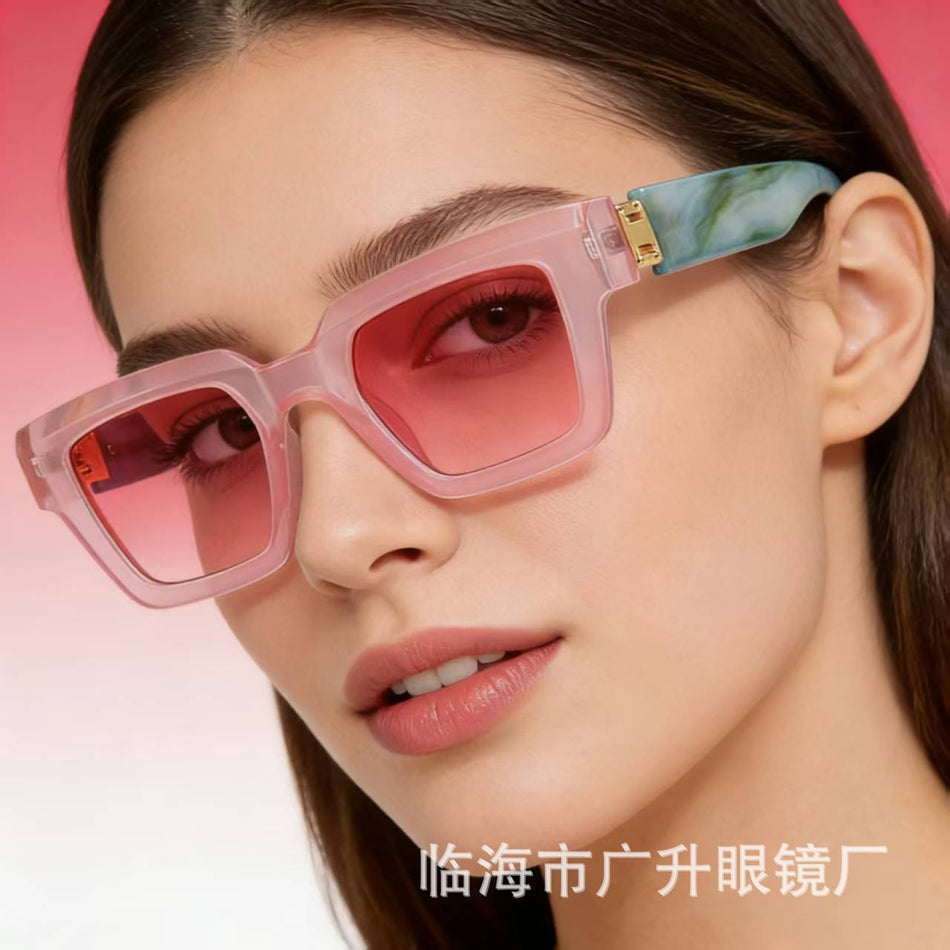 High-End Ink Marble Sunglasses for Women European Style
