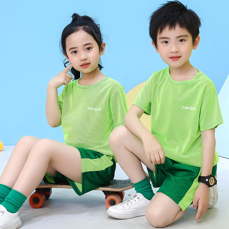 Kids Summer Quick-Dry Mesh Sports Vest & Shorts Set