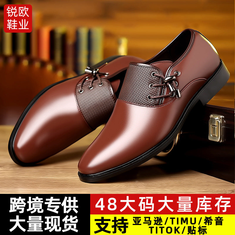 STOCK-Men’s British Leather Shoes Large Size Business Formal