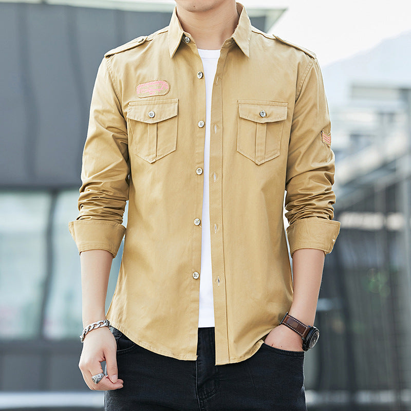 American Retro Cotton Shirt Jacket for Men