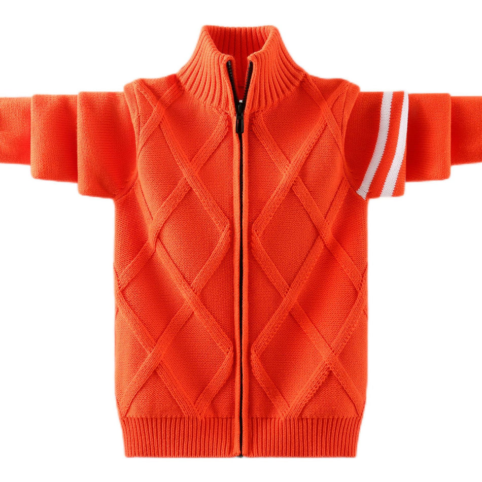 Boys’ Thickened Sweater Cardigan Spring Autumn Fashion