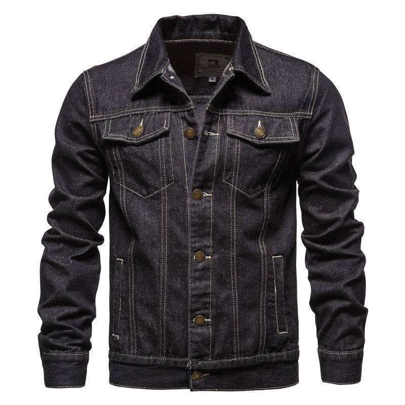 Men’s Slim Fit Solid Denim Jacket – Trendy Casual Wear