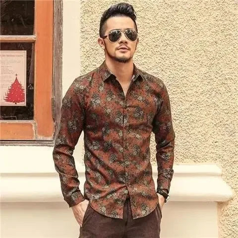 INSTOCK-Men's Retro Floral Shirt | Long Sleeve Casual Top 🌸