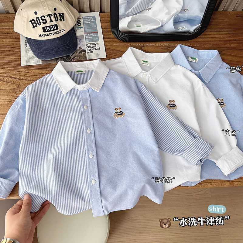 Boys Cotton Long Sleeve Cartoon Shirt Korean Style Kids Wear