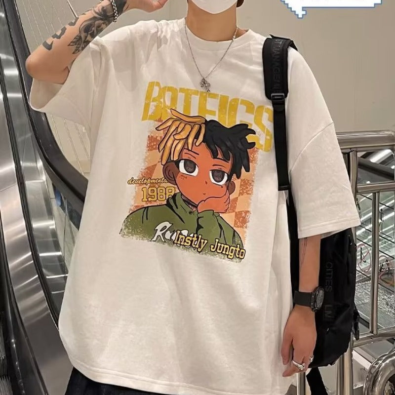 Cartoon Streetwear T-Shirt – Plus Size American Style