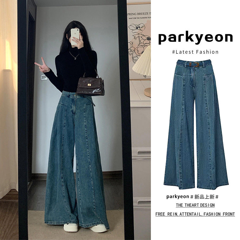 Hong Kong Style Retro Wide-Leg Jeans