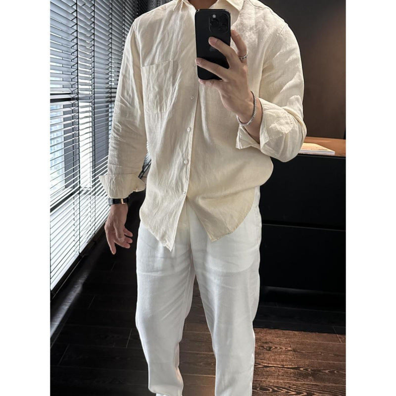 Linen Casual Lightweight Breathable Men’s Long Sleeve Shirt