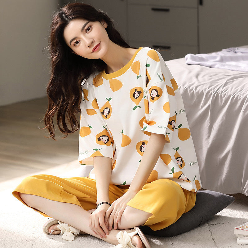 Cotton Capri Pajama Set for Women