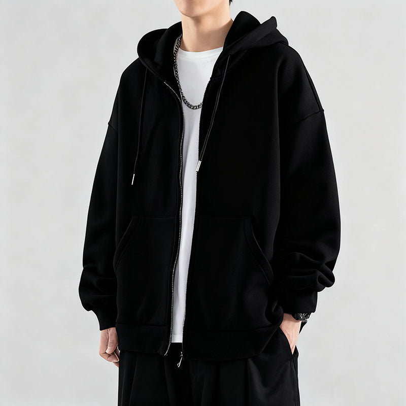 INSTOCK-Men’s 2025 Cardigan Hoodie – Autumn Velvet Zipper Jacket