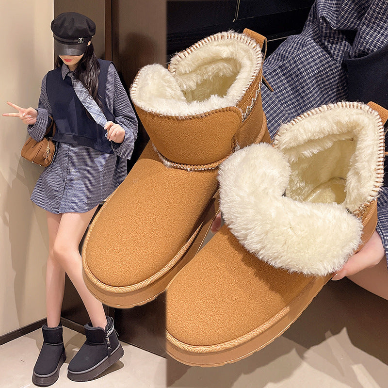 Women’s Chestnut Snow Boots Warm Velvet Winter Shoes