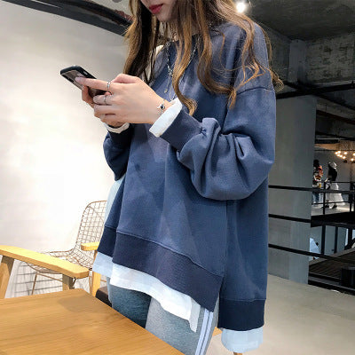 Japanese-Korean Style Fake Two-Piece Sweatshirt