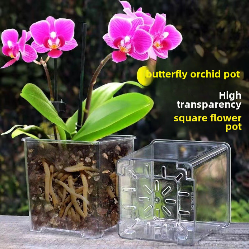 Clear Acrylic Square Pot – Glass-Look Plant Container