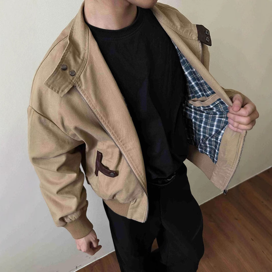 Loose Aviator Jacket – Men’s Short Barne Style Cleanfit Coat