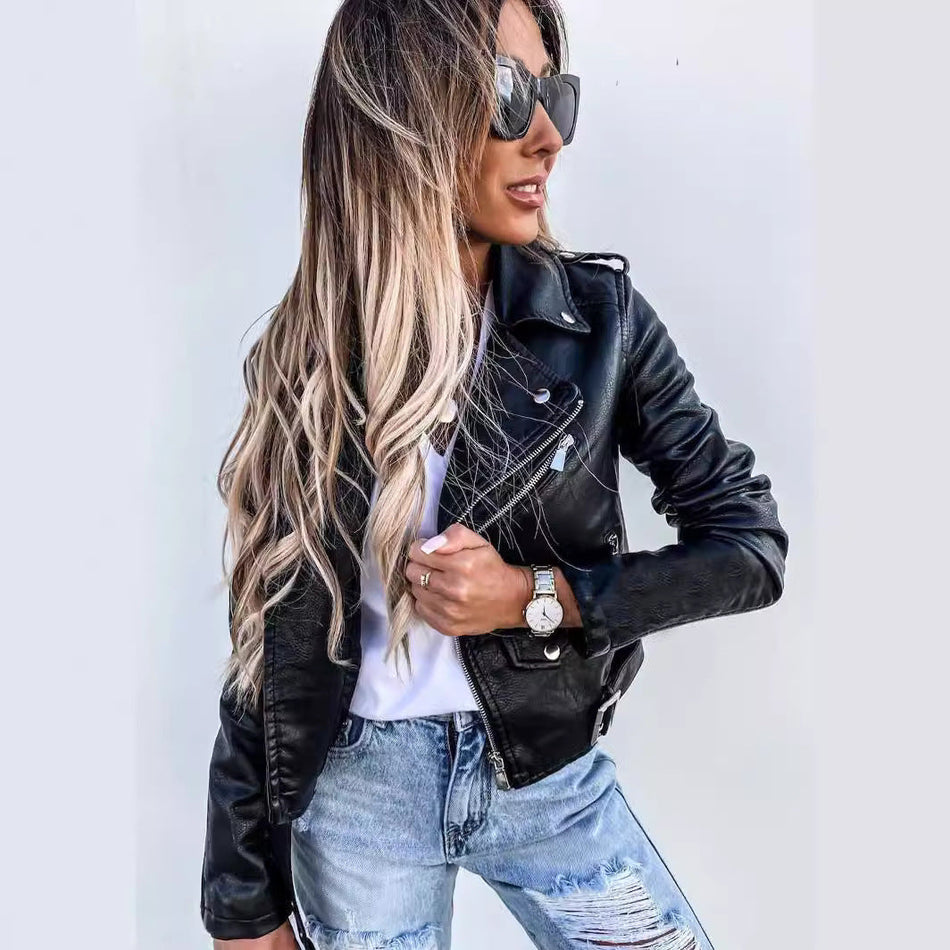 Women’s PU Leather Motorcycle Jacket