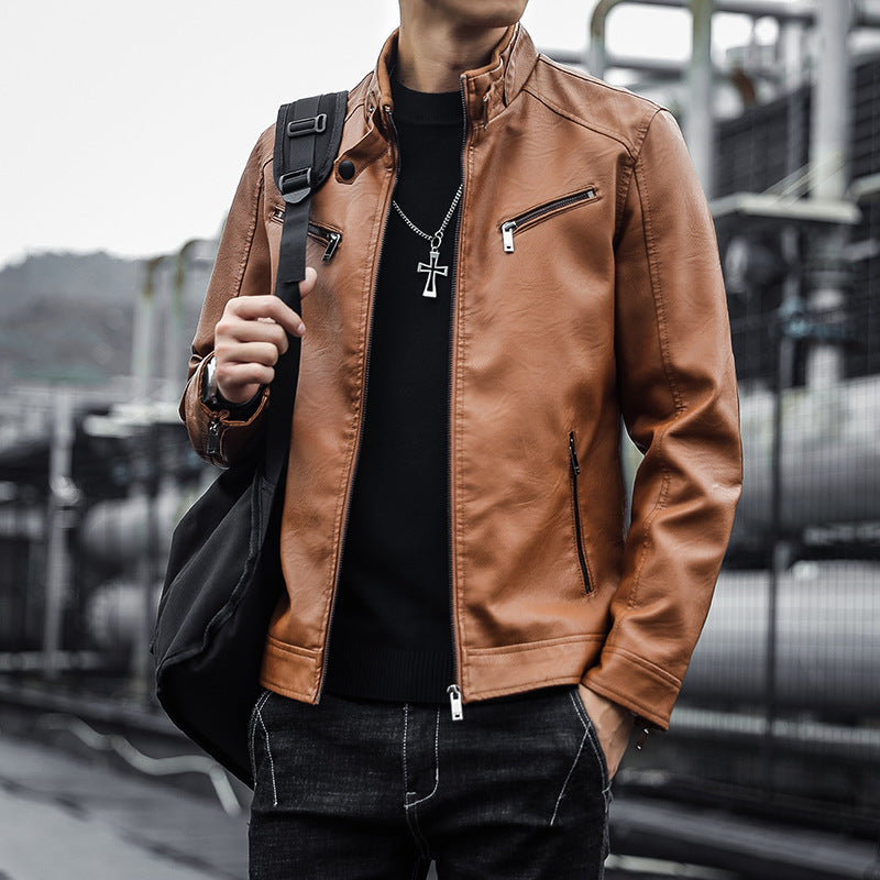 Trendy Men’s PU Leather Jacket | Teen Punk Motorcycle Style