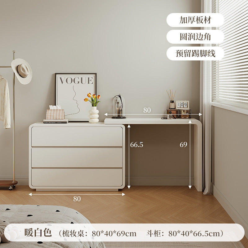 Modern Corner Dressing Table with Integrated Cabinet Storage