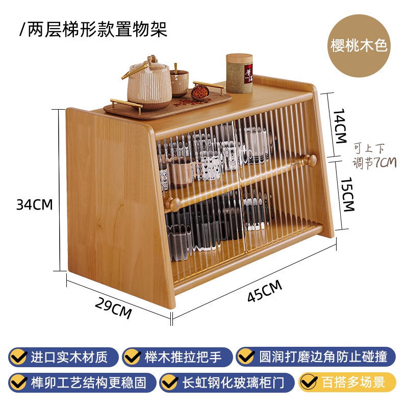 Japanese Style Solid Wood Bay Window Storage Cabinet