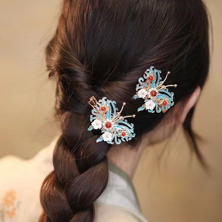 Burnt Blue Lily-of-the-Valley Hanfu Side Clip