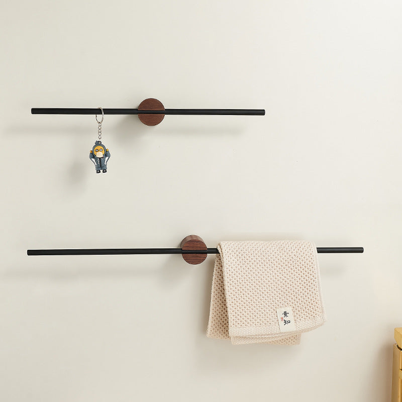 Walnut Punch-Free Bathroom Towel Rack Single Rod Toilet