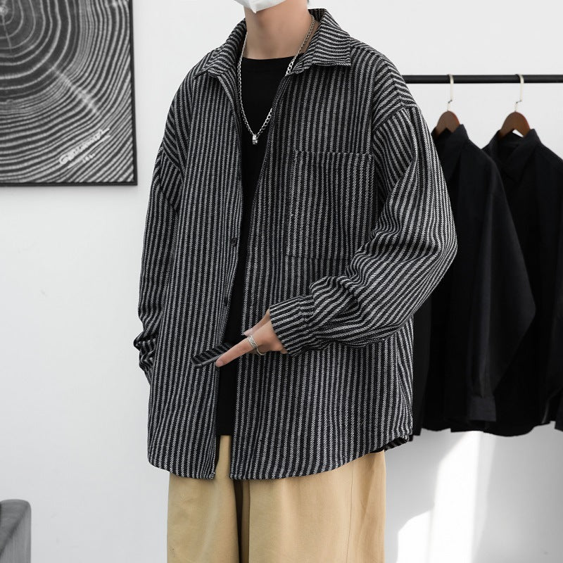 Japanese Style Woolen Shirt Coat for Men