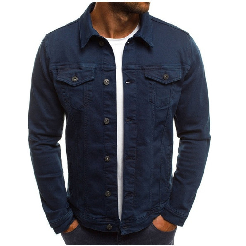 Men’s Slim-Fit Denim Cargo Jacket – Autumn & Winter Style