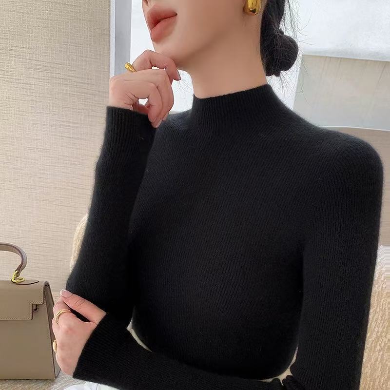 Women’s Slim Half-Turtleneck Wool Knit Sweater 2026