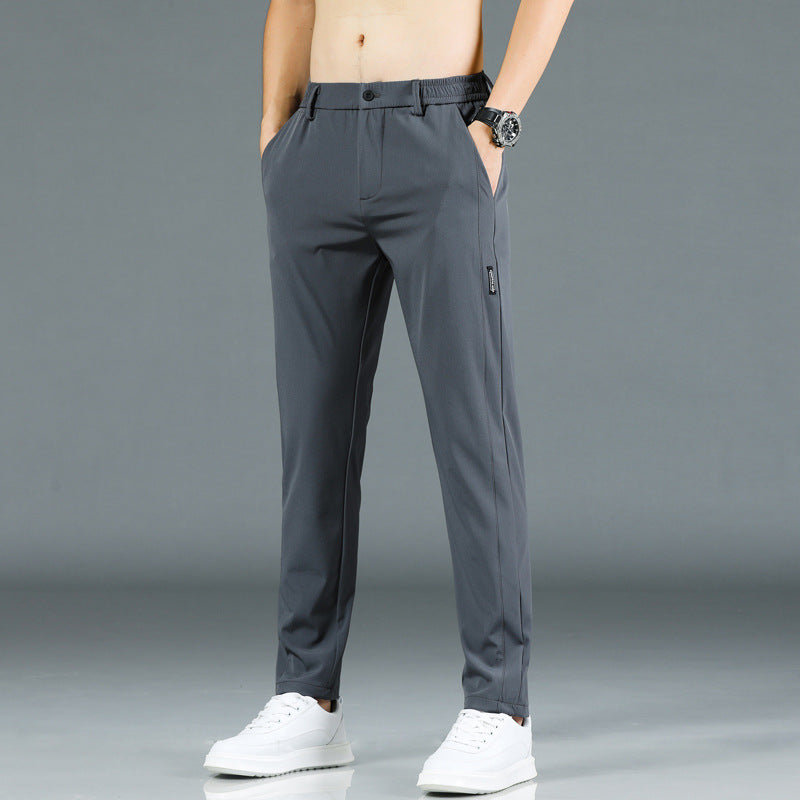 Men’s Ice Silk Thin Summer Straight Pants Casual Fashion