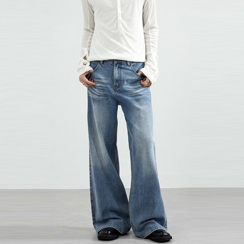Lktm Men's Lyocell Washed A-Line Jeans Loose Straight Pants