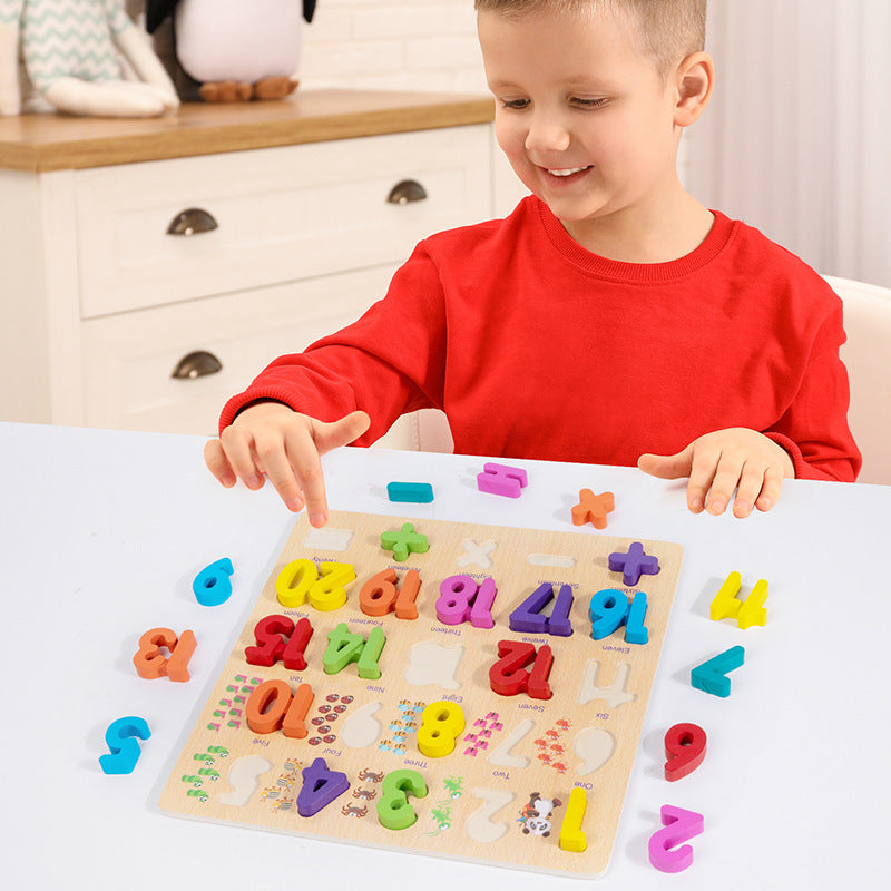 Wooden Alphabet & Number Puzzle Toy for Toddlers