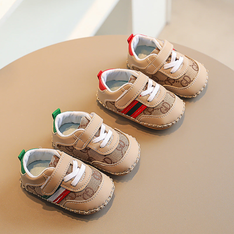 Hand-Stitched Canvas Baby Shoes with Breathable Sole