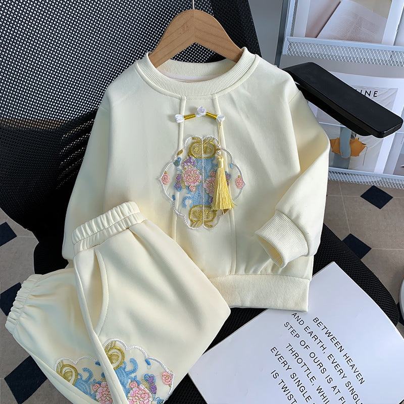 Girls 2024 Spring Chinese-Style Two-Piece Dress Set – Spring Autumn Kids Fashion Nepal | Tudoholic