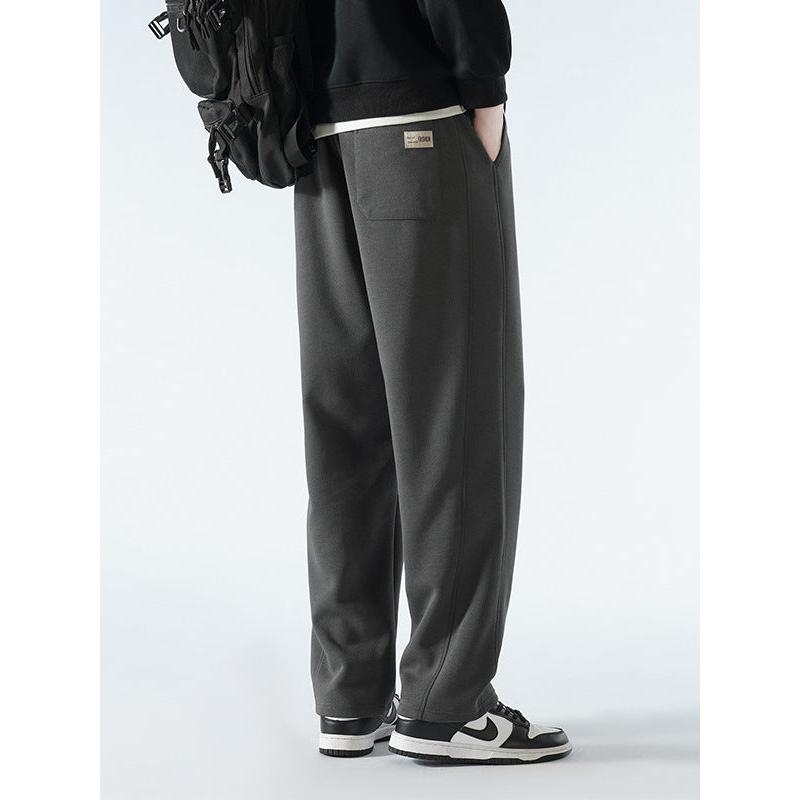 Men’s Cotton Straight-Leg Fleece-Lined Sweatpants Autumn Winter