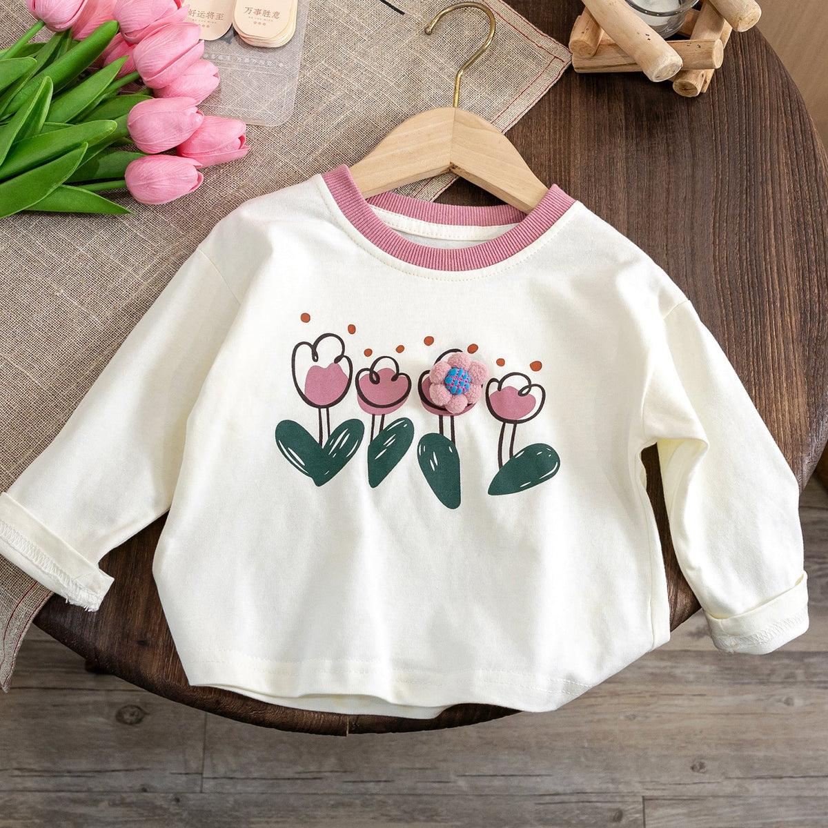 Girls Contrast Print Long Sleeve T-Shirt – Autumn Top – T-Shirts – Image 6