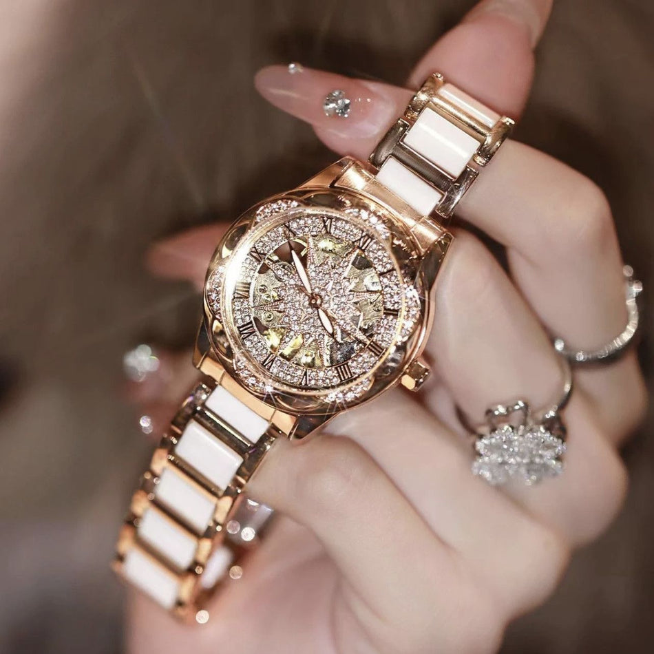 Sunflower Hollow Ceramic Diamond Watch
