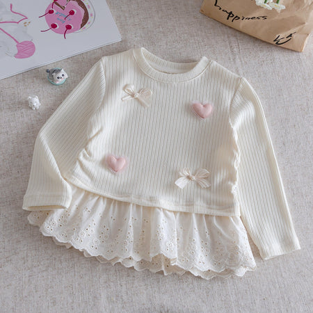 Girls Korean Bow Lace Long Sleeve Top – Sweet Style – T-Shirts – Image 7