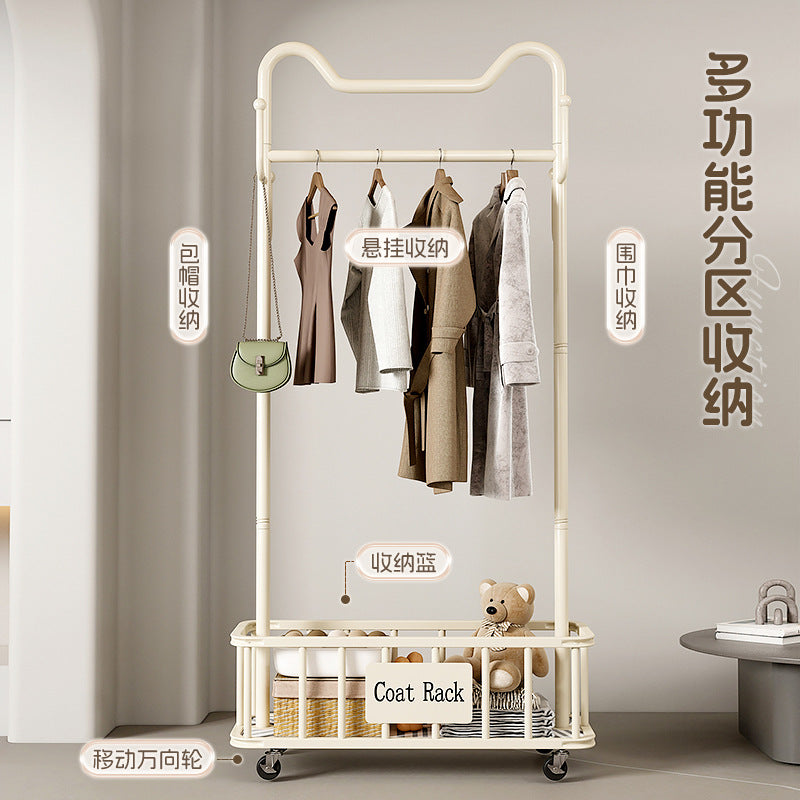 Modern Movable Clothes Rack with Laundry Basket