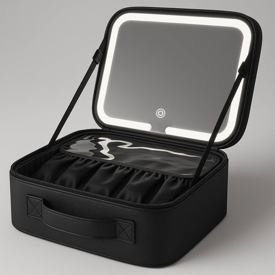 LED Lighted Cosmetic Bag with Mirror – Large Capacity & Portable