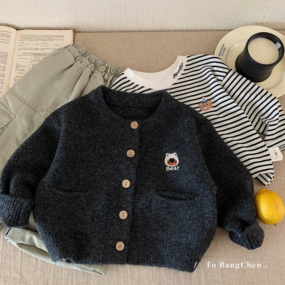 Kids’ Knitted Cardigan – Korean Style Autumn Sweater