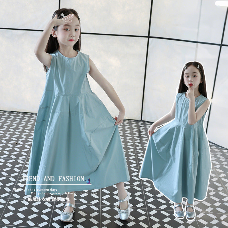 Girls’ Cotton Summer Dress 2025 – Long Princess Skirt Outfit