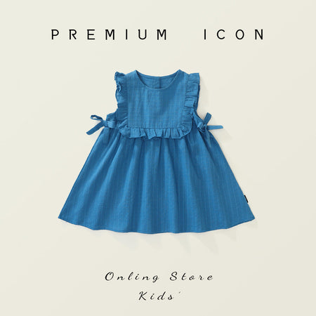 Girls Lace Blue Vest Dress Summer 2025 Korean Style – Summer Kids Fashion Nepal | Tudoholic