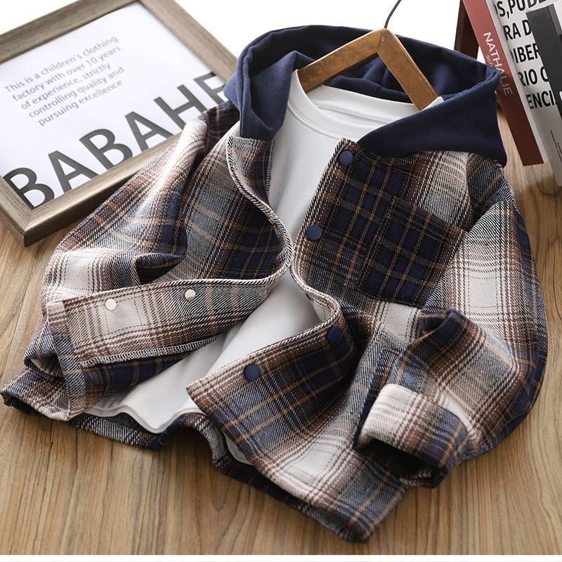 Boys Plaid Hooded Jacket | Stylish Autumn Streetwear