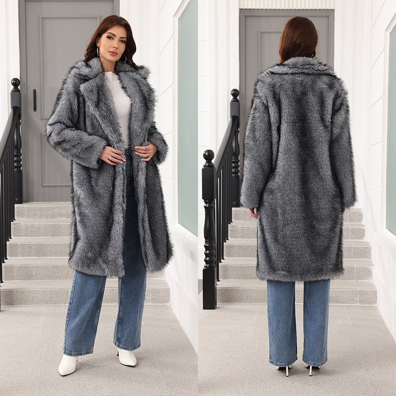 INSTOCK-Long Imitation Fur Coat