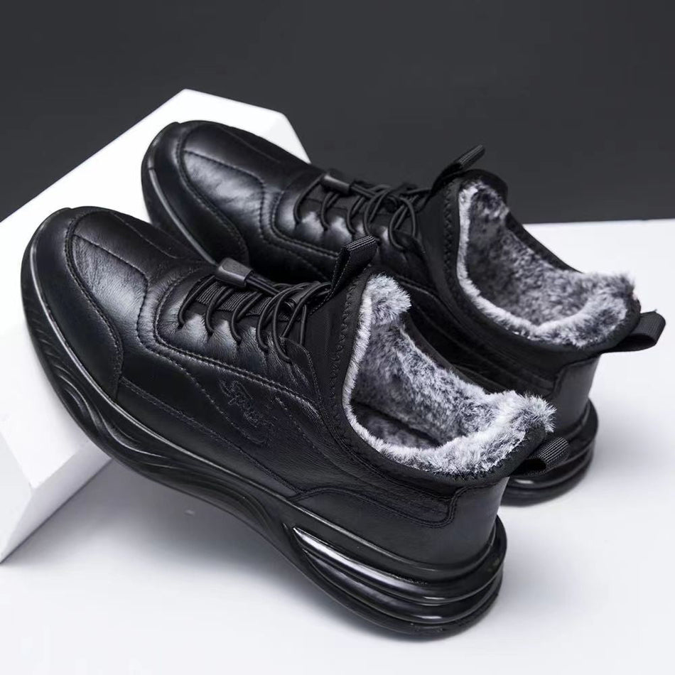 Men’s Winter Fleece-Lined Black Casual Sports Shoes
