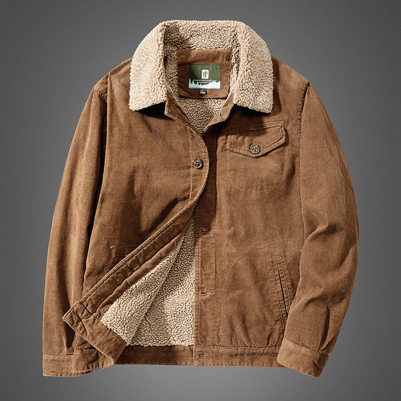 STOCK-American Retro Corduroy Jacket – 2025 Lamb Velvet Winter